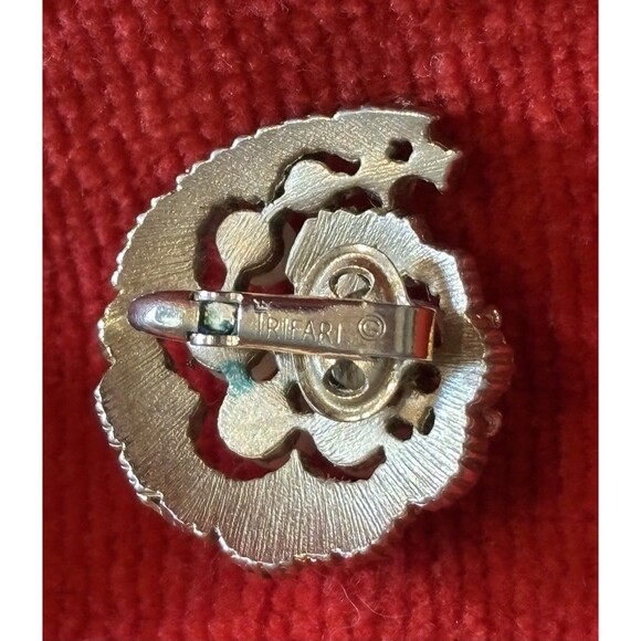 Crown Trifari Heavy Gold Plated, Cubic Zirc, Pearl Necklace & Matching Earrings - Picture 16 of 16